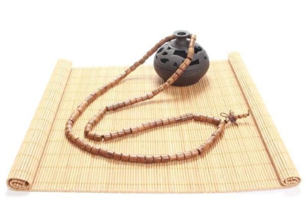 108 Cylindrical Wenge Wood Mala Beads Bracelet - Image 3