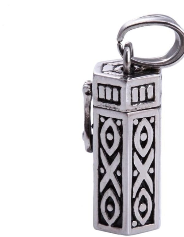 Antique Silver Ethnic Prayer Box Pendant Necklace - Image 6