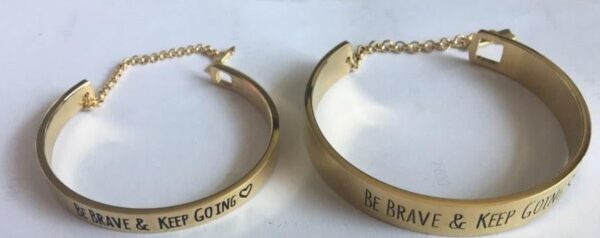 Be Brave and Keep Going Inspirational Cuff Bracelet With Safety Chain - Image 8