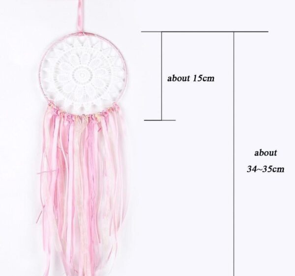 Beautiful Pink Lace Ribbon Dream Catcher - Image 2