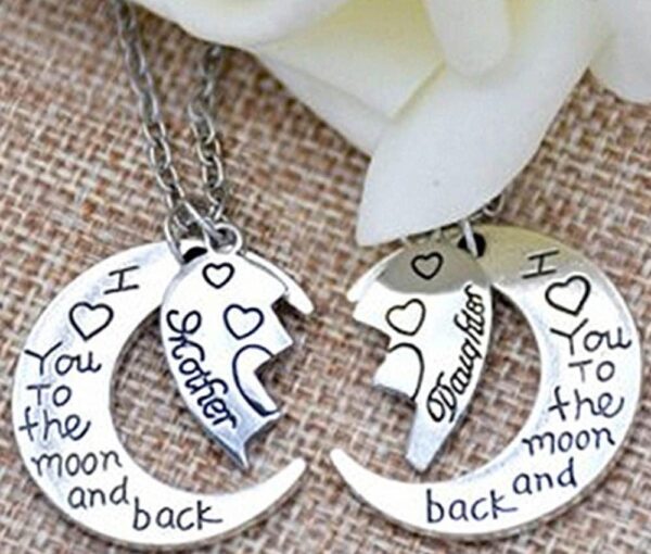 Crescent Moon Pendant Necklace Set