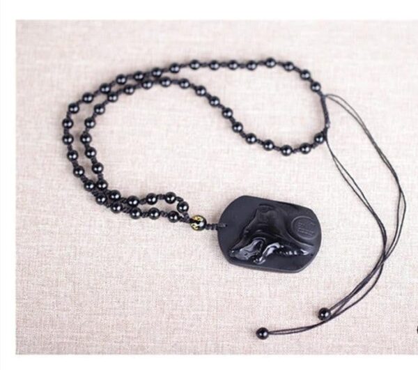 Obsidian Wolf Head Pendant Necklace - Image 10