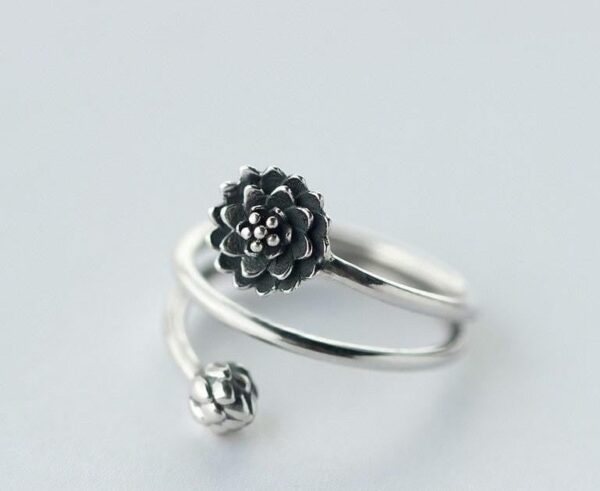 Silver Triple Wrap Lotus Ring
