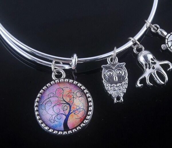 Stunning Tree of Life Adjustable Charms Bangles Bracelet - Image 8