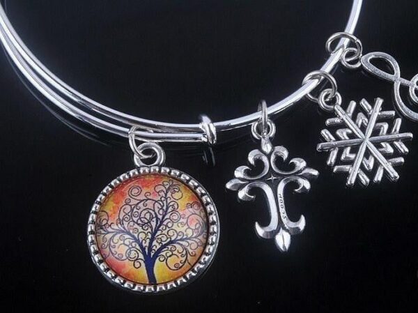 Stunning Tree of Life Adjustable Charms Bangles Bracelet - Image 5